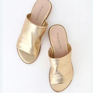 Kelsi Dagger Anthropologie gold leather Ruthie slide sz6.5
